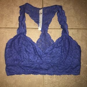Free People Galloon Lace Racerback in Periwinkle